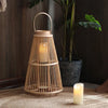 Rustic Rattan Lantern With Flameless Led Candle For Outdoor Patio
