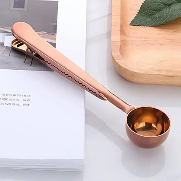Elegant Espresso Spoon Clip And Coffee Bag Sealer Organizer