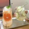 Rounded Ribbed Glass Tumbler Set Four Pieces Textured Water Juice
