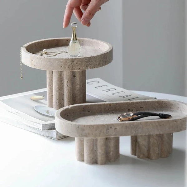 Faux Travertine Decorative Stands For Home Shelf Vase And Plant Display