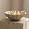 Floral Faux Travertine Decorative Bowl For Modern Home Centerpiece