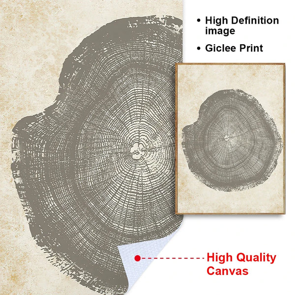 Elegant Tree Rings Abstract Canvas Wall Art For Modern Homes