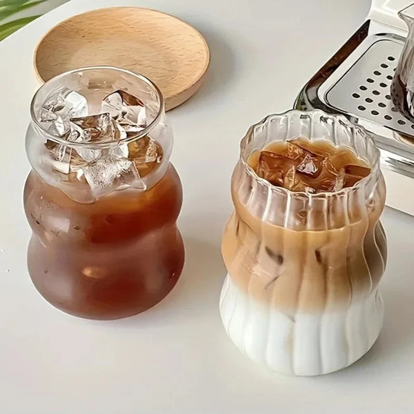 Heat Resistant Ribbed Tumbler 4 Piece Set Clear Modern Drinkware