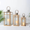 Elegant Outdoor Candle Lanterns 3 Piece Set For Patio Garden Decor