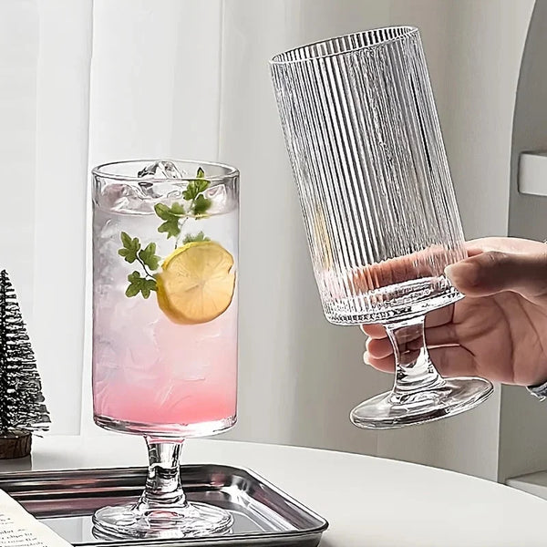 Luxe Stria Footed Glass