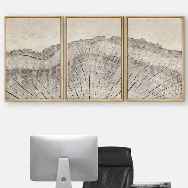 Elegant Tree Rings Abstract Canvas Wall Art For Modern Homes