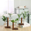 Modern Glass Vase With Wooden Stand For Tabletop Flower Arrangements