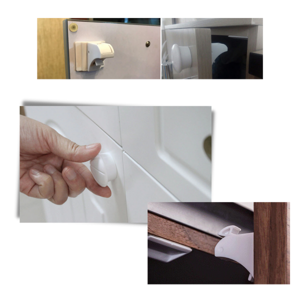 Premium Magnetic Cabinet Locks for Child Safety Four Pack