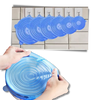 Six Silicone Stretch Lids for Fresh Food Storage and Space Saving