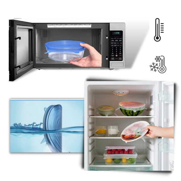 Six Silicone Stretch Lids for Fresh Food Storage and Space Saving