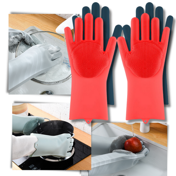 Heat-Resistant Non-Slip Silicone Gloves for Dishwashing and Cleaning