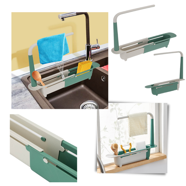 Extendable Sink Storage Rack For Flexible Kitchen Tool Organization