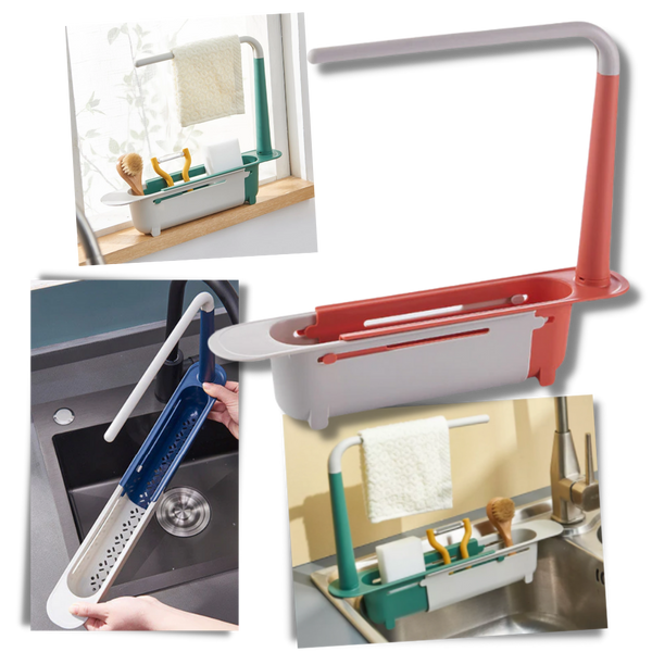 Extendable Sink Storage Rack For Flexible Kitchen Tool Organization