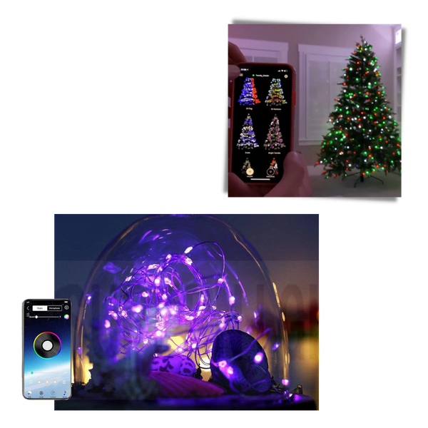 Smart App Controlled LED String Lights With USB Rechargeable Battery