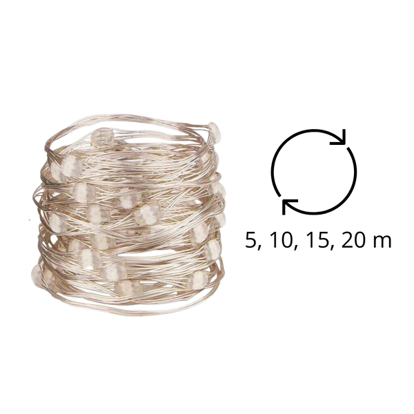 Smart App Controlled LED String Lights With USB Rechargeable Battery