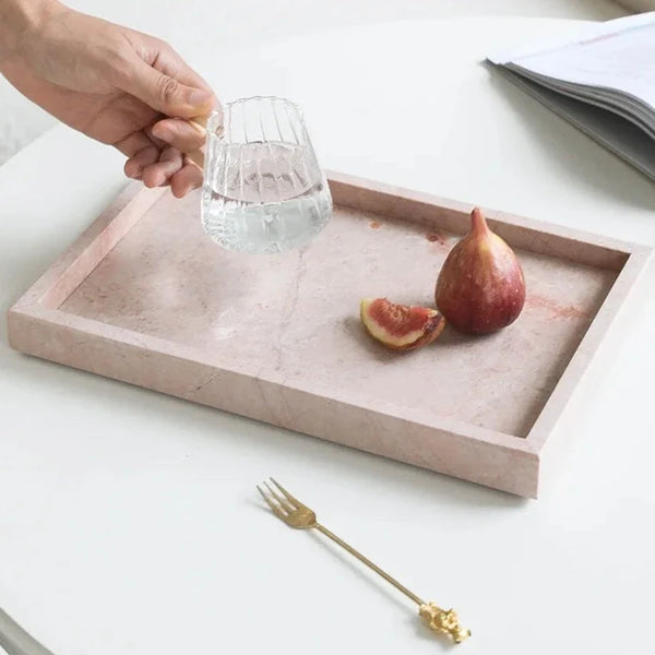 Elegant Dusty Pink Rose Marble Serving Tray Home Decor