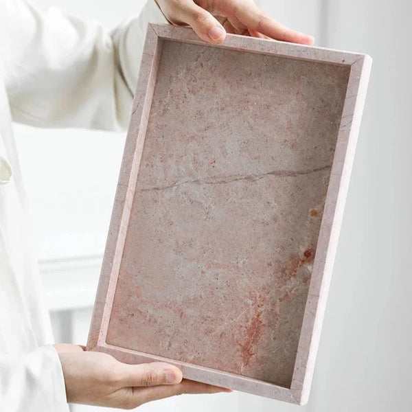 Elegant Dusty Pink Rose Marble Serving Tray Home Decor