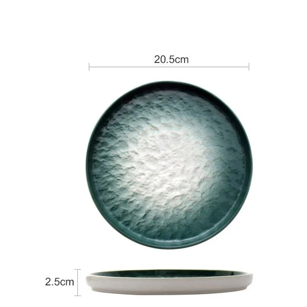 Emerald Gradient Dinner Plates Elegant Green Ceramic Tableware