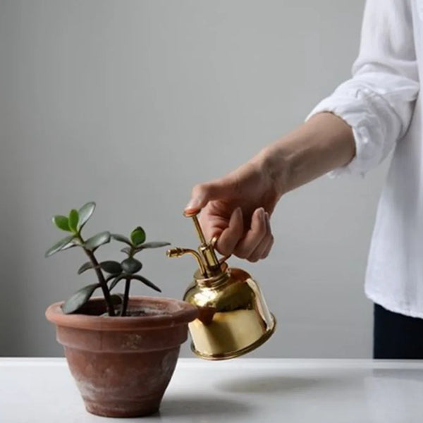 Premium Brass Gold Plant Spray Bottle Decorative Botanical Mist Sprayer