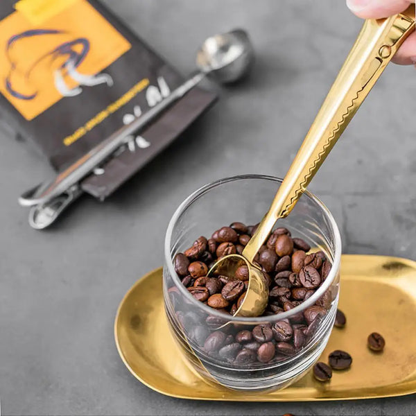 Elegant Espresso Spoon Clip And Coffee Bag Sealer Organizer