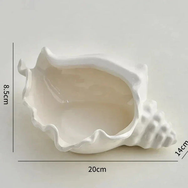 Ceramic Enamel Conch Shell Storage Tray for Jewelry and Small Items Decor
