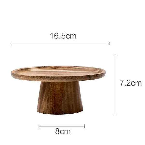 Rustic Natural Wood Food Stand For Kitchen Dining Serving Tabletop