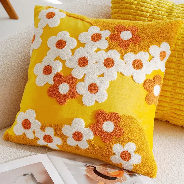 Sweet Daisy Embroidered Pillow