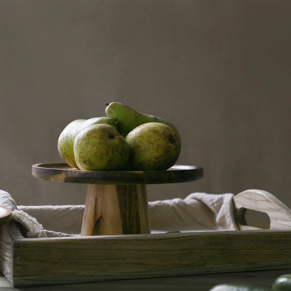 Rustic Natural Wood Food Stand For Kitchen Dining Serving Tabletop