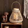 Rustic Rattan Lantern With Flameless Led Candle For Outdoor Patio