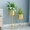 Elegant Metal Planters 2 Piece Set Indoor Outdoor Garden Decor