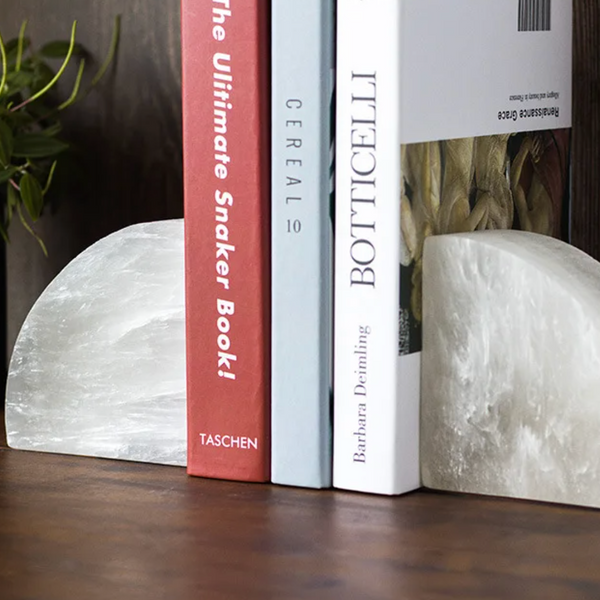 Elegant White Onyx Bookend For Desk Home Office Decor Book Organizer