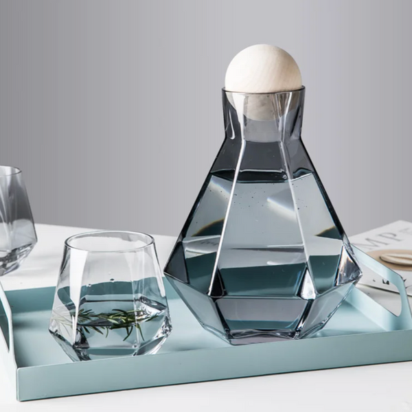 Modern Diamond Inspired Glass Tumbler 5 Piece Drinkware Set