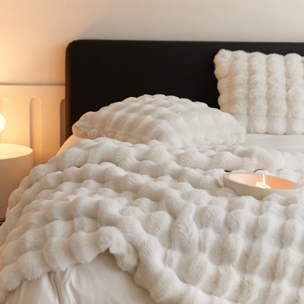 Rabbit Faux Fur Throw Blanket Ultra Plush Cozy Soft Luxury Home Decor