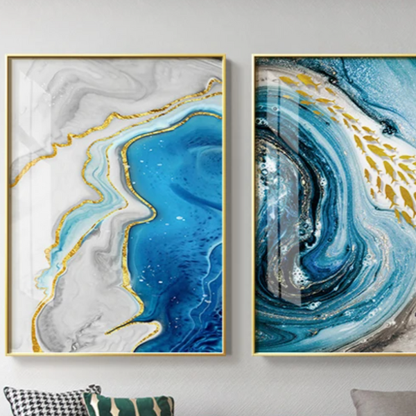 Blue Agate Canvas Wall Art Premium Abstract Home Decor