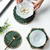 Green Marble Slab Coasters for Dining Table Natural Stone Home Decor