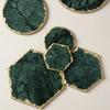Green Marble Slab Coasters for Dining Table Natural Stone Home Decor