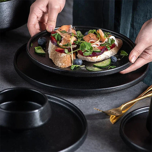 Minimalist 9 Piece Stoneware Dinner Plate Set For Home Dining