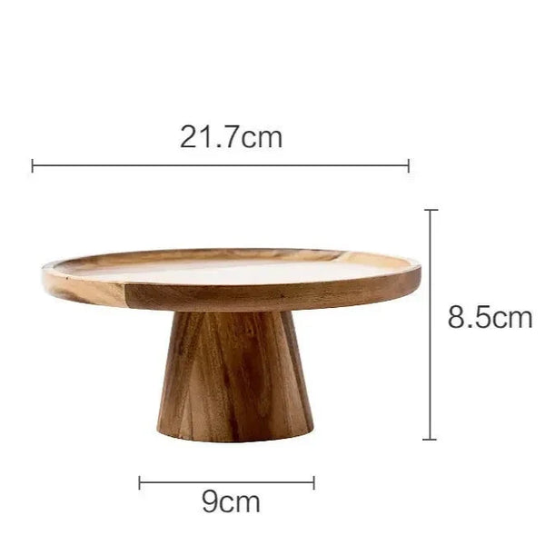 Rustic Natural Wood Food Stand For Kitchen Dining Serving Tabletop