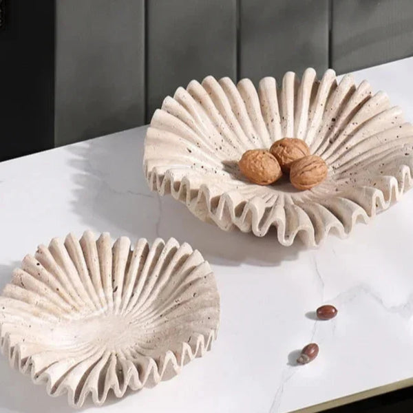 Organic Faux Travertine Sculptural Centerpiece For Modern Home Decor
