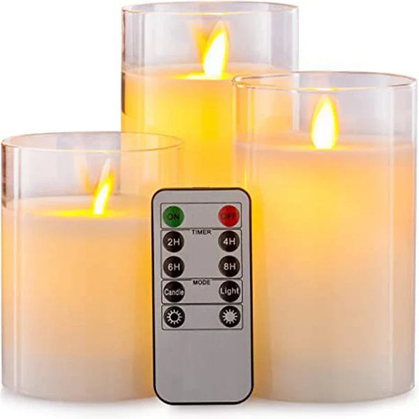 Flameless Candle 3 Piece Set With Remote And Automatic Timer