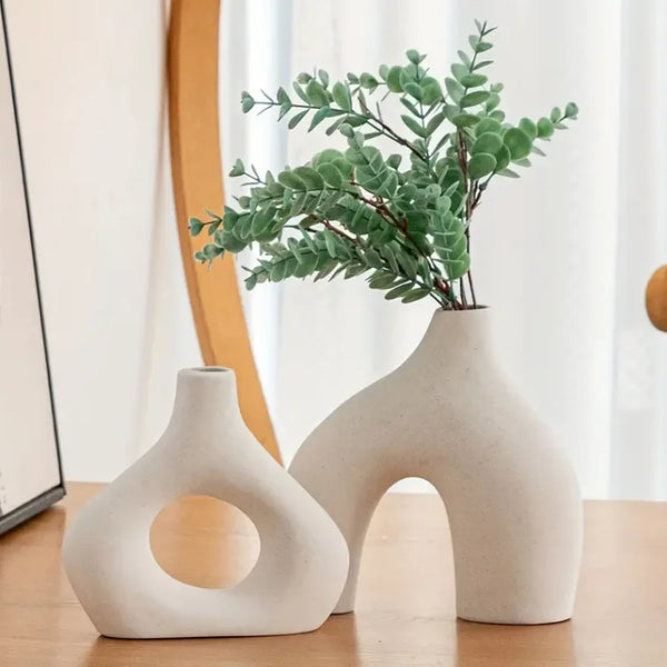 Premium Oblong Vase 2 Piece Set Elegant Modern Home Decor Accent