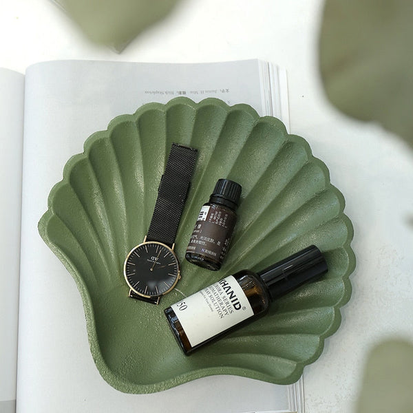 Seashell Painted Wood Dish & Tray