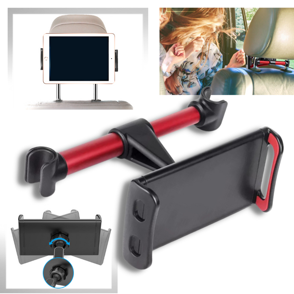 Backseat Tablet And Phone Holder With 360 Degree Rotation And Non-Slip Grip