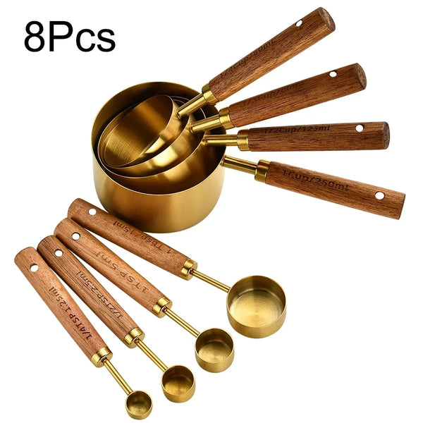 Rustic Elegant 8-Piece Measuring Spoon Set For Baking Kitchen Decor