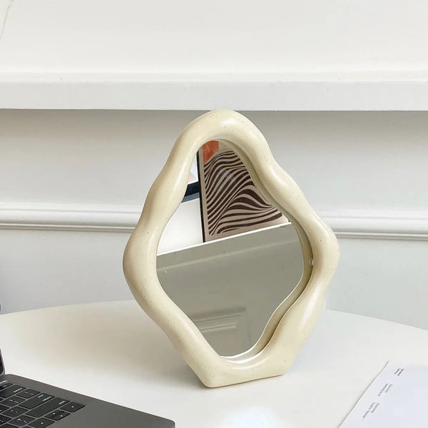 Handcrafted Wabi Sabi Wall Mirror Irregular Oval Design For Modern Home Decor