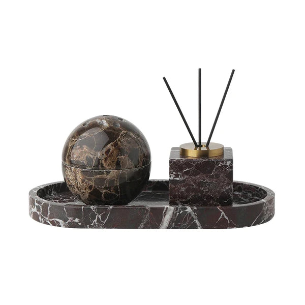 3 Piece Natural Marble Aromatherapy Set Calming Home Decor