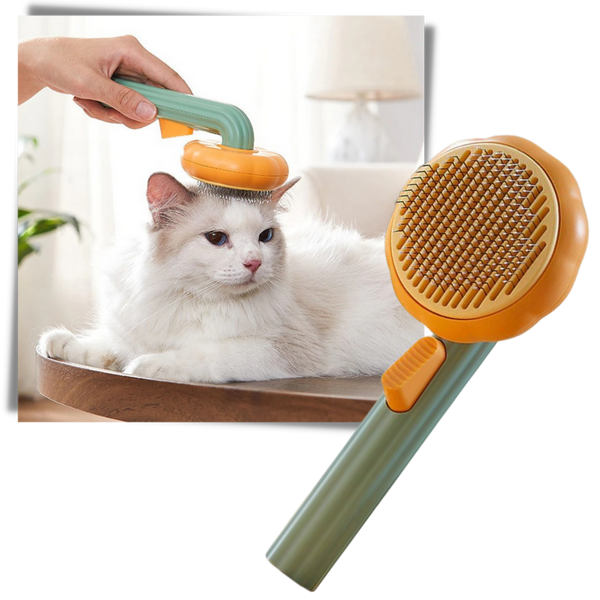 Pumpkin Shaped Self Cleaning Pet Grooming Brush With Pain Free Bristles