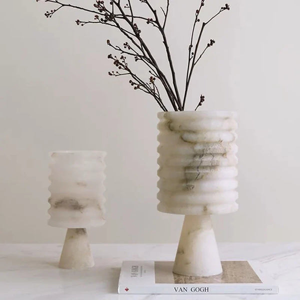 Exquisite Handcrafted White Onyx Flower Vase Home Decor