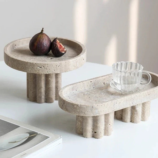Luxury Faux Travertine Decorative Stands Elegant Living Room Display