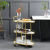 Elegant Marble Top Bar Cart With Sturdy Metal Frame Rack